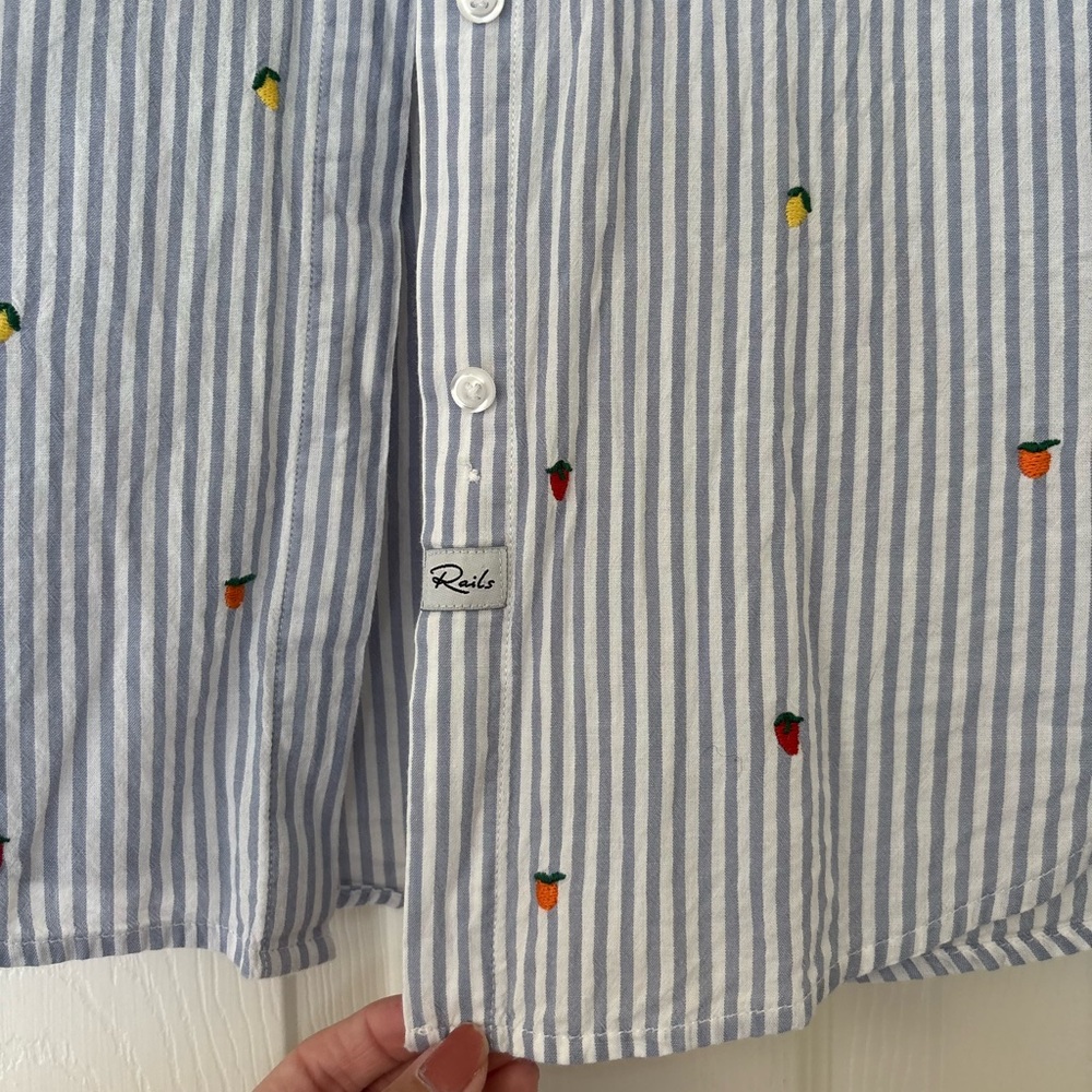 Rails Taylor Embroidered Citrus Button Up Cotton Blend Blouse - Picture 5 of 8
